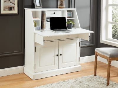 Bureau secrétaire pin blanc