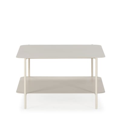 Table basse en métal à double plateau - beige