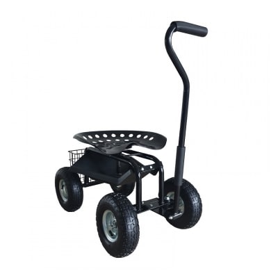 Siege roulant pour jardin noir AG22 Rolling Garden Seat Black