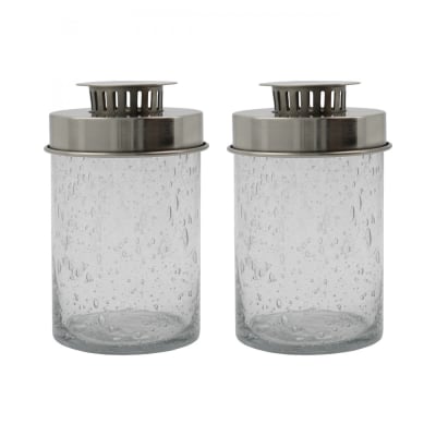 Lot de 2 lanternes en verre transparent