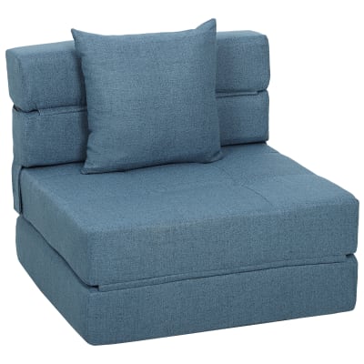 Fauteuil convertible chauffeuse coussin déhoussable tissu bleu foncé