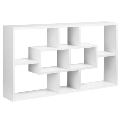 Étagère murale bibliothèque 8 cubes métal blanc