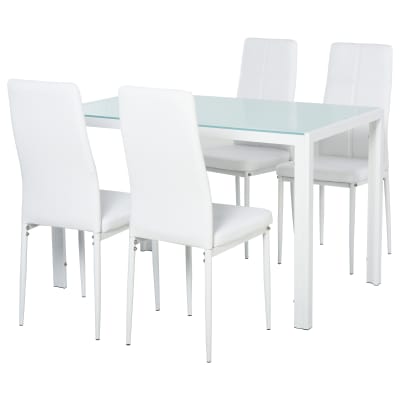 Ensemble table à manger et chaises pour 4 personnes blanc