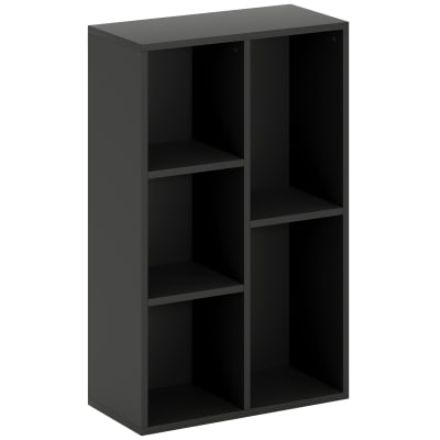 Bibliothèque étagère meuble rangement 5 compartiments noir