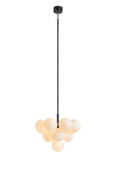 Suspension 13xG9  verre opalin et métal noir