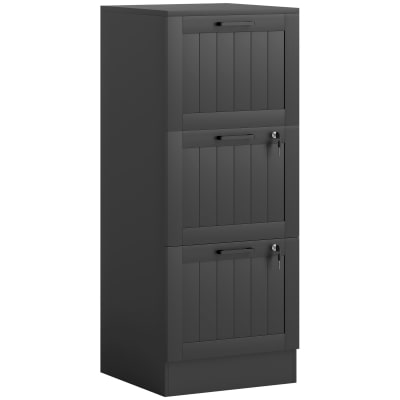 Caisson bureau mobile 3 tiroirs et serrure bois noir