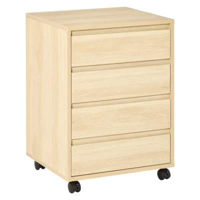 Caisson de bureau 4 tiroirs coulissants bois clair