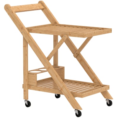 Desserte cuisine pliable bambou bois naturel