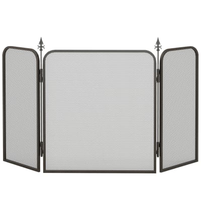 Pare feu cheminée pliable pare-étincelles maille de métal noir