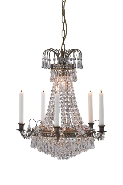 Lustre métal 5xE14 laiton antique