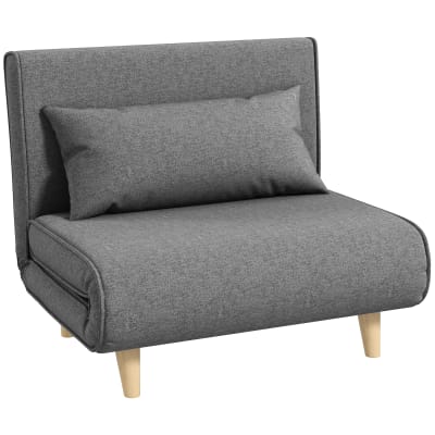 Fauteuil convertible 1 place 3 en 1 dossier réglable tissu en lin gris
