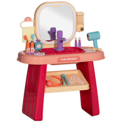 Ensemble de coiffeuse pour enfants table de maquillage miroir rose