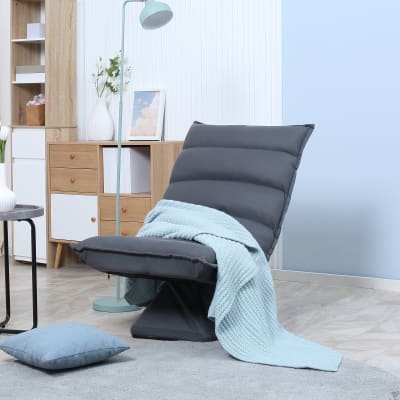 Fauteuil relax pivotant inclinable tissu velours microfibre gris foncé