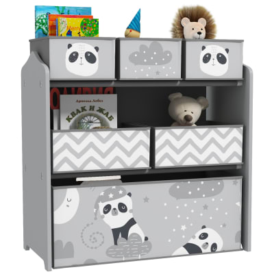Meuble rangement enfant 6 boîtes amovibles en tissu non tissé gris