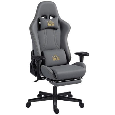 Chaise gaming accoudoirs 3d dossier inclinable tissu en suède gris