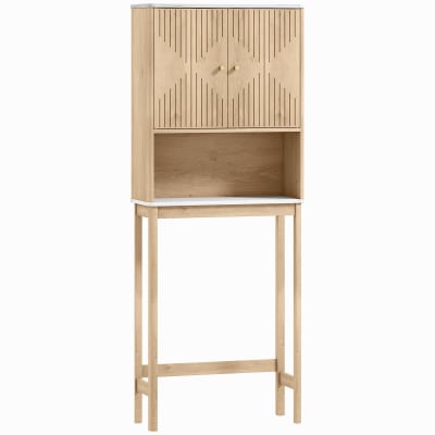 Meuble wc dessus de toilette placard à double porte chêne