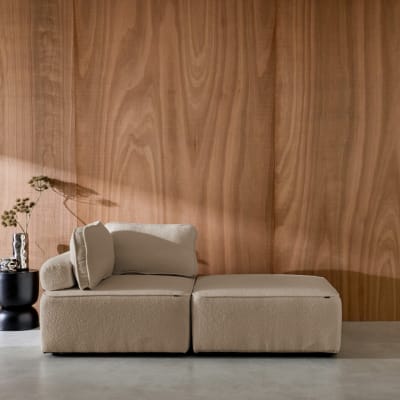 Chauffeuse modulable tissu bouclette beige 1 place (lot de 2)