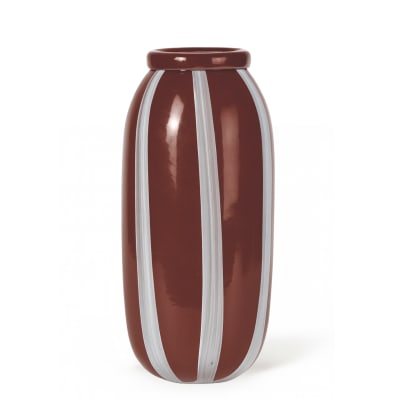 Vase en verre soufflé arrondi marron et blanc h33