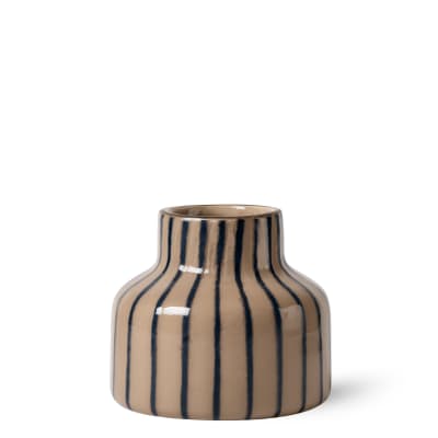 Vase en verre marron et lignes bleues h18