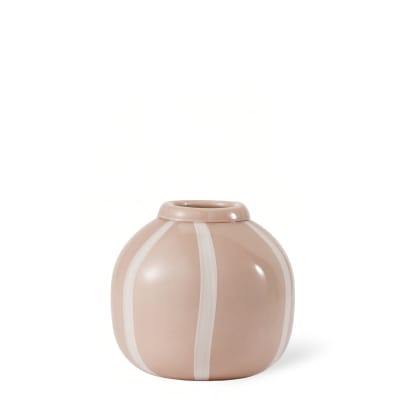 Vase en verre soufflé arrondi beige et blanc h20