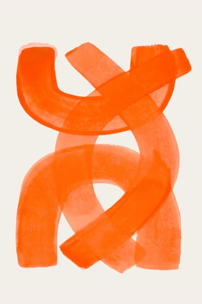 Tableau art abstrait mid century orange  imprimé sur toile 60x90 cm