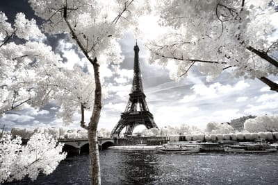 Tableau paris tour eiffel blanche  imprimé sur toile 90x60 cm