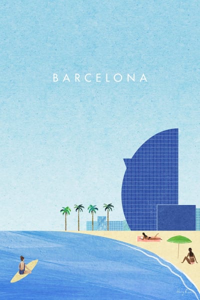 Tableau ville barcelona ii  imprimé sur toile 60x90 cm