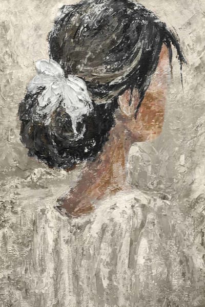 Peinture contemporaine chignon et dentelle  imprimé sur toile 60x90 cm