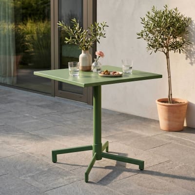 Table de jardin bistrot avec plateau rabattable 70cm vert cactus