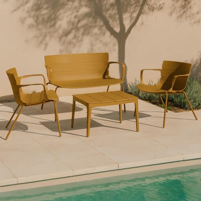 Salon de jardin 4 places en polypropylène ocre