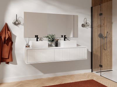Meuble double vasque mdf blanc