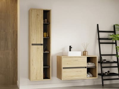 Ensemble salle de bain panneau de particule naturel clair