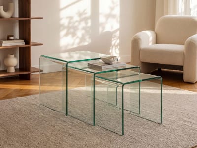 Tables gigognes verre trempé transparent