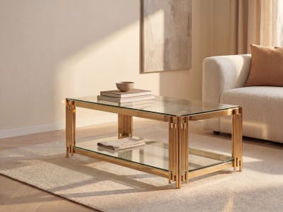 Table basse verre trempé doré
