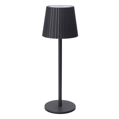 Lampe à poser noire led sans fil abat-jour effet plissé 9x9x27cm