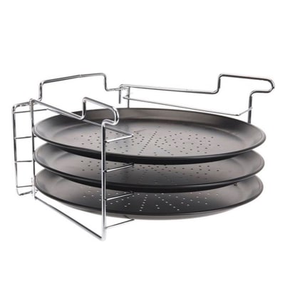 Set de 3 plats pour cuisson pizza simultanée 32x32x25cm