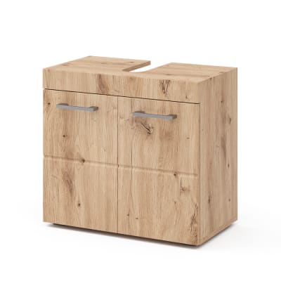 Meuble sous vasque simple , chêne wotan 60 x 56cm