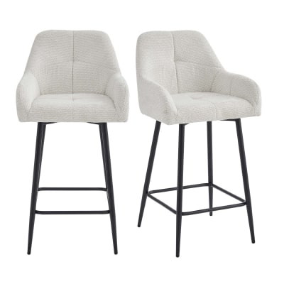Fauteuil de bar en tissu ikon coloris lin (x2)