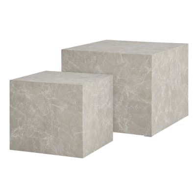 Set de 2 tables basses décor marbre beige 40x40 cm/ 50x50 cm