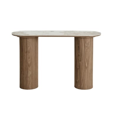 Console en céramique et décor bois 120 cm