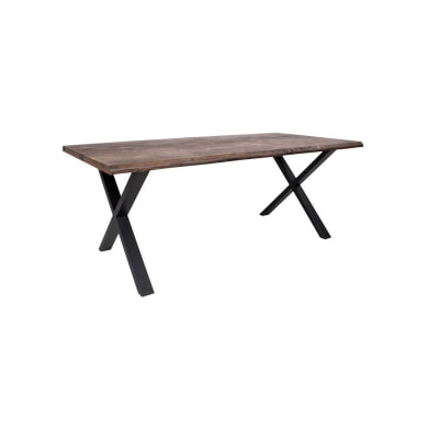 Table repas à manger 6/8 personnes 200cm en chêne massif fumé