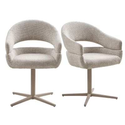 Fauteuil de table pivotant en tissu beige (x2)