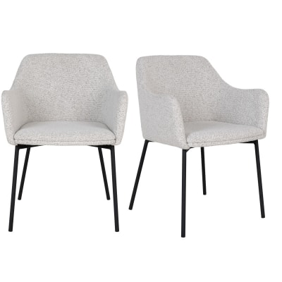 Fauteuil de table en tissu bouclé écru (x2)