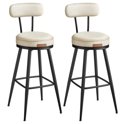 Tabourets pivotants à 360 avec dossiers 101.3 cm blanc crème et noir