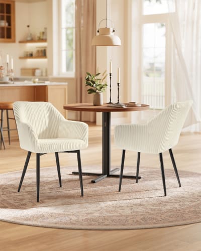 Chaise salle à manger en velours côtelé 120 kg blanc et crème