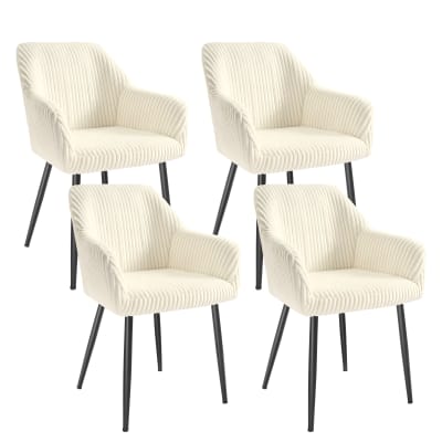 Ensembles de 4 chaises salle à manger velours côtelé blanc
