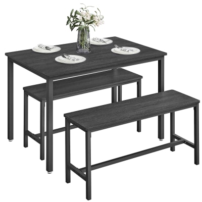 Table à manger avec 2 bancs encastrables meuble 110 x 70 x 75 cm noir