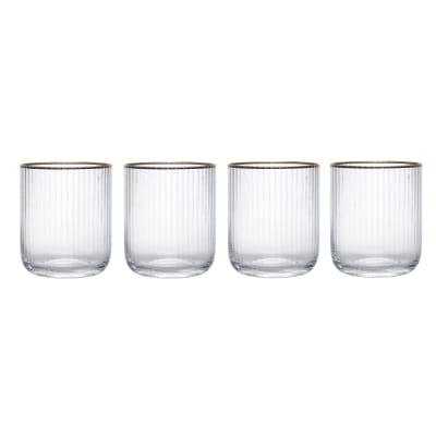 Lot De 4 Verres à Pied Cristal Transparent 400ml