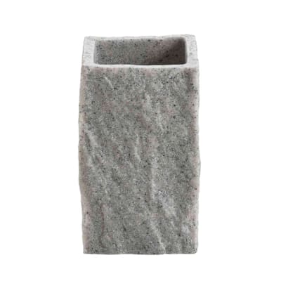 Gobelet porte brosse à dent  - effet minéral résine gris 7 x 7