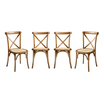 Lot de 4 chaises de bistrot en bois effet noyer